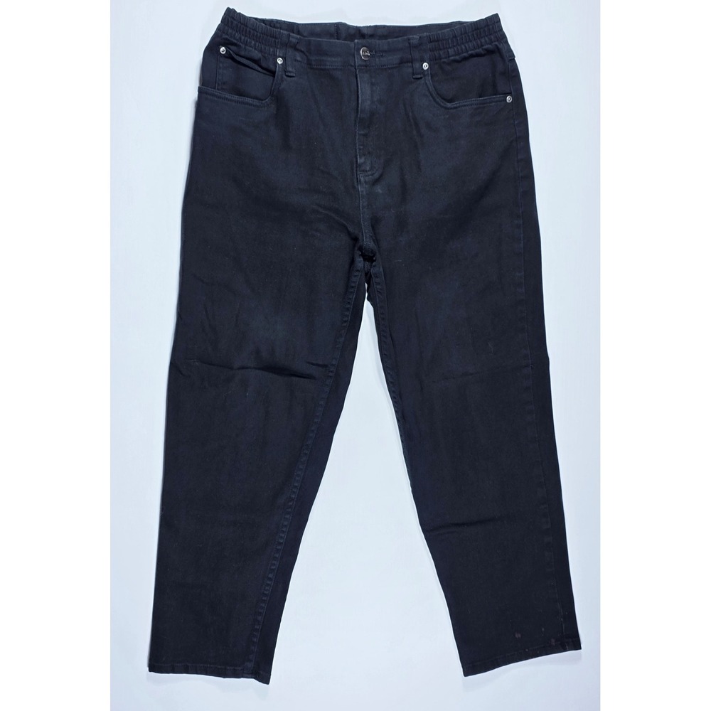 LL Bean Women's Comfort Waist Jeans Black Straight Leg Stretch‎ Denim 12 Pet